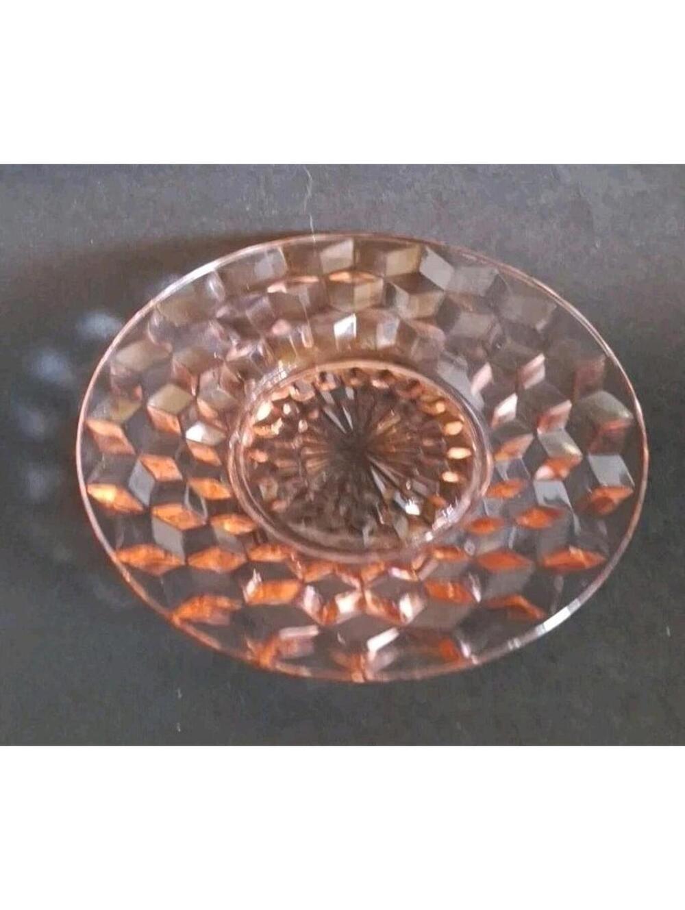Vintage Pink Cube  Depression Era or Cubist by Jeanette Glass Co 6 inch Plate